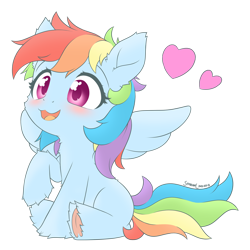 Size: 1800x1800 | Tagged: safe, artist:symbianl, derpibooru import, rainbow dash, pegasus, pony, :d, blushing, colored underhoof, cute, dashabetes, female, filly, filly rainbow dash, foal, happy, heart, open mouth, open smile, simple background, smiling, solo, tiny, transparent background, underhoof, younger