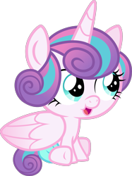 Size: 1873x2500 | Tagged: safe, artist:whalepornoz, derpibooru import, princess flurry heart, alicorn, pony, baby, baby pony, diaper, female, filly, foal, folded wings, full body, high res, horn, open mouth, princess, royalty, show accurate, simple background, sitting, solo, transparent background, wings