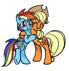 Size: 643x666 | Tagged: safe, artist:laya-21, derpibooru import, applejack, rainbow dash, pony, appledash, blushing, female, lesbian, shipping, simple background, white background