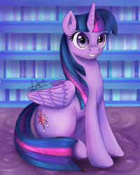 Size: 1024x1280 | Tagged: safe, artist:xxdarickxx, derpibooru import, twilight sparkle, twilight sparkle (alicorn), alicorn, pony, female, smiling, solo