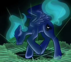 Size: 370x320 | Tagged: safe, artist:wifflethecatboi, derpibooru import, princess luna, alicorn, pony, eyes closed, magic, magic circle, solo