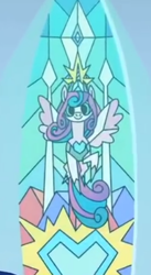 Size: 199x363 | Tagged: safe, derpibooru import, screencap, princess flurry heart, alicorn, pony, the last problem, cropped, crystal heart, older, older flurry heart, stained glass