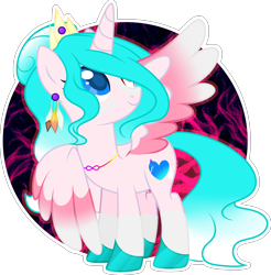 Size: 2396x2435 | Tagged: safe, artist:lazuli0209, artist:stormcloud-yt, derpibooru import, oc, oc only, alicorn, pony, alicorn oc, base used, crown, female, hoof polish, horn, jewelry, looking back, mare, necklace, regalia, simple background, solo, transparent background, wings