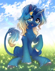 Size: 2500x3200 | Tagged: safe, artist:hakaina, derpibooru import, oc, oc only, pony, unicorn, chest fluff, flower, flower in hair, solo