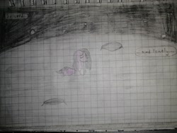 Size: 3968x2976 | Tagged: safe, artist:pashkek, derpibooru import, pinkie pie, pony, comic:friendless moon, graph paper, moon, pinkamena diane pie, sad, solo, space, text, traditional art