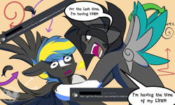 Size: 824x494 | Tagged: safe, artist:humble-ravenwolf, artist:ravenhoof, derpibooru import, oc, oc:ravenhoof, oc:tornado turbulence, pegasus, ponysona, shaking, worried