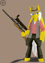 Size: 2480x3508 | Tagged: safe, artist:cunben_mapleleaf, derpibooru import, oc, oc:mofeng, pony, semi-anthro, clothes, gun, rifle, weapon