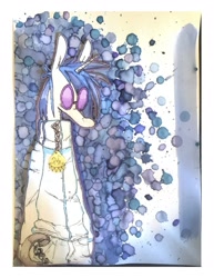 Size: 1275x1650 | Tagged: safe, artist:love2gruel, derpibooru import, dj pon-3, vinyl scratch, semi-anthro, unicorn, clothes, female, glasses, photo, solo, traditional art