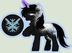 Size: 1794x1327 | Tagged: safe, artist:stormcloud-yt, derpibooru import, oc, oc only, unicorn, broken english, chest fluff, ear fluff, ears, glowing, glowing horn, horn, male, raised hoof, raised leg, simple background, solo, stallion, unicorn oc