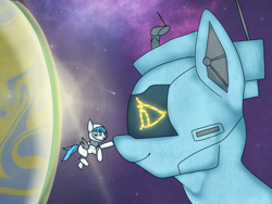 Size: 2160x1620 | Tagged: safe, artist:v-nuz, derpibooru import, oc, oc only, oc:connie spaceplone, oc:snow-wing, object pony, original species, pony, boop, earth, ponified, space, spaceship, spaceship ponies, spacesuit