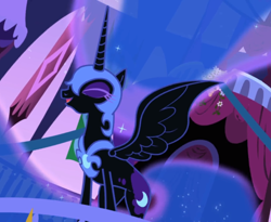 Size: 1140x936 | Tagged: safe, derpibooru import, edit, edited screencap, screencap, nightmare moon, alicorn, pony, series:what's missing?, solo, spot the difference