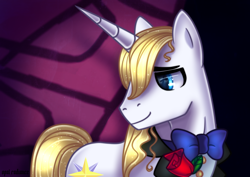 Size: 2160x1525 | Tagged: safe, artist:opal_radiance, derpibooru import, prince blueblood, pony, unicorn, blood, blue, drawing, prince, reshade, revamp, solo