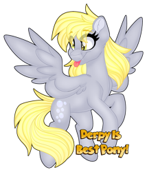 Size: 1280x1493 | Tagged: safe, artist:missbramblemele, derpibooru import, derpy hooves, pony, best pony, cute, derpabetes, simple background, solo, spread wings, tongue, tongue out, transparent background, wings