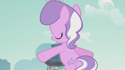 Size: 1280x720 | Tagged: safe, derpibooru import, screencap, diamond tiara, earth pony, pony, crusaders of the lost mark, season 5, bipedal, butt, diamond buttiara, female, filly, foal, plot, solo