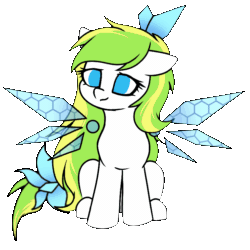 Size: 768x768 | Tagged: safe, artist:ayaneyunzi, derpibooru import, oc, oc only, oc:tea fairy, pegasus, pony, animated, crystal wings, cute, eyelashes, female, gif, mare, pegasus oc, simple background, sitting, solo, tail, tail wag, transparent background, wings