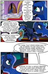 Size: 719x1112 | Tagged: safe, artist:bigonionbean, derpibooru import, princess luna, alicorn, pony, comic:luna's cronenberg, comic, solo