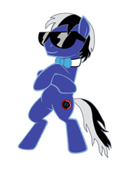 Size: 730x1095 | Tagged: safe, artist:okamiarata, derpibooru import, oc, oc only, oc:creepygamer, earth pony, pony, bipedal, crossed hooves, simple background, solo, sunglasses, transparent background