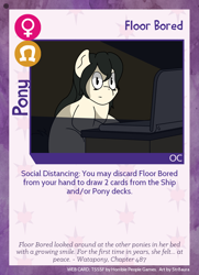 Size: 788x1088 | Tagged: safe, artist:str8aura-draws-horses-and-stuff, derpibooru import, oc, oc:floor bored, card, caught, computer, dark room, laptop computer, lit up, messy mane, shocked, shocked expression, twilight sparkle's secret shipfic folder