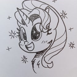 Size: 3120x3120 | Tagged: safe, artist:c.a.m.e.l.l.i.a, derpibooru import, starlight glimmer, pony, unicorn, female, glim glam, shiny eyes, smiling, solo, stars, traditional art