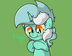 Size: 2301x1784 | Tagged: safe, artist:background basset, derpibooru import, lyra heartstrings, pony, unicorn, blushing, bust, cute, dialogue, female, green background, lyrabetes, mare, simple background, solo, text