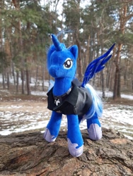 Size: 3456x4608 | Tagged: safe, derpibooru import, princess luna, alicorn, clothes, forest, irl, jacket, photo, plushie