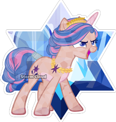 Size: 1204x1259 | Tagged: safe, artist:stormcloud-yt, derpibooru import, oc, oc only, crystal pony, pony, unicorn, base used, eyelashes, female, horn, mare, offspring, open mouth, parent:flash sentry, parent:twilight sparkle, parents:flashlight, simple background, smiling, star of david, transparent background, unicorn oc