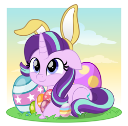 Size: 5066x5000 | Tagged: safe, artist:jhayarr23, derpibooru import, part of a set, starlight glimmer, pony, unicorn, bunny ears, commission, cute, easter, glimmerbetes, holiday, ych result