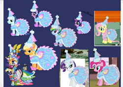 Size: 560x398 | Tagged: safe, artist:darlycatmake, derpibooru import, applejack, derpy hooves, fluttershy, pinkie pie, rainbow dash, rarity, smarty pants, soarin', twilight sparkle, alicorn, earth pony, pegasus, pony, unicorn, applejack also dresses in style, clothes, crossdressing, cute, dashabetes, dress, dressup, embarrassed, female, froufrou glittery lacy outfit, gala dress, happy, jackabetes, looking at each other, looking at someone, looking at you, male, mare, rainbow dash always dresses in style, raribetes, shipping, smiling, smiling at you, smirk, stallion, sunglasses, twiabetes, younger