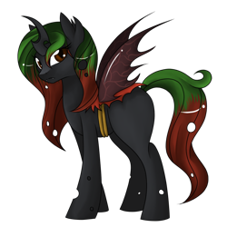 Size: 894x894 | Tagged: safe, artist:kindredstars, derpibooru import, oc, oc only, oc:queen mira, changeling, changeling queen, double colored changeling, female, horn, simple background, solo, transparent background, wings