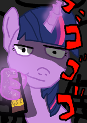 Size: 840x1188 | Tagged: safe, artist:styrbo, derpibooru import, twilight sparkle, pony, unicorn, book, jojo's bizarre adventure, magic, meme, menacing, pixel art, solo, ゴ ゴ ゴ