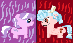 Size: 2156x1288 | Tagged: safe, artist:coltfan97, derpibooru import, cozy glow, diamond tiara, earth pony, pegasus, 1000 hours in ms paint, angry, confrontation, looking at each other, looking at someone