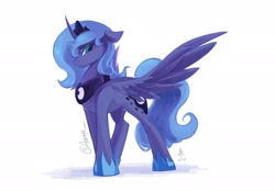 Size: 2048x1423 | Tagged: safe, artist:aarops, derpibooru import, princess luna, alicorn, pony, season 1, female, mare, s1 luna, simple background, solo, white background