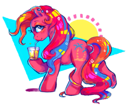 Size: 505x420 | Tagged: safe, artist:fizpup, artist:poniesart, derpibooru import, piña colada, earth pony, pony, simple background, solo, white background