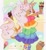 Size: 1080x1167 | Tagged: safe, artist:hanamario87, artist:raimugi____, derpibooru import, oc, oc only, anthro, unicorn, bracelet, chocolate, clothes, cream, dress, female, food, hair over one eye, heart, ice cream, ice cream cone, japanese, jewelry, lidded eyes, mare, rainbow, rainbow dress, smiley face, solo, sprinkles, strawberry, summer, sun