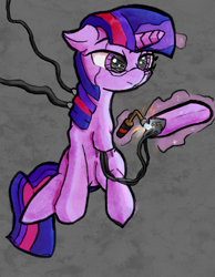 Size: 1827x2360 | Tagged: safe, artist:solid shrimp, derpibooru import, twilight sparkle, pony, robot, robot pony, 15.ai, blowtorch, glasses, repairing, self-repair, twibot, wires
