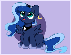 Size: 3308x2576 | Tagged: safe, artist:kittyrosie, derpibooru import, princess luna, alicorn, pony, :p, abstract background, blushing, cute, female, hoof shoes, looking up, lunabetes, mare, sitting, spread wings, tongue, tongue out, wings