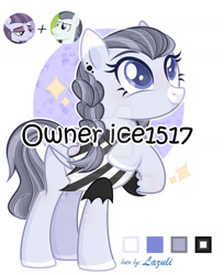 Size: 1280x1569 | Tagged: safe, artist:hoochuu, artist:lazuli0209, derpibooru import, inky rose, silver shill, pegasus, pony, abstract background, base used, clothes, deviantart watermark, eyelashes, female, fusion, male, mare, obtrusive watermark, screencap reference, smiling, stallion, watermark, wings