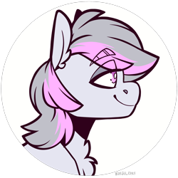 Size: 2048x2048 | Tagged: safe, artist:lrusu, derpibooru import, oc, oc only, oc:mana gem, earth pony, bust, chest fluff, eye clipping through hair, male, simple background, solo, transparent background