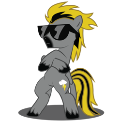 Size: 894x894 | Tagged: safe, artist:romansiii, derpibooru import, oc, oc only, pegasus, pony, 2012, bipedal, crossed hooves, frown, full body, male, pegasus oc, shadow, show accurate, simple background, solo, stallion, standing, sunglasses, tail, transparent background, two toned mane, two toned tail, unshorn fetlocks