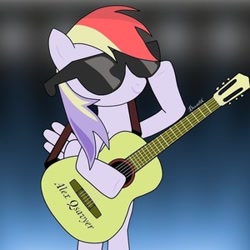 Size: 300x300 | Tagged: artist needed, safe, derpibooru import, rainbow dash, pegasus, pony, guitar, musical instrument, solo, sunglasses