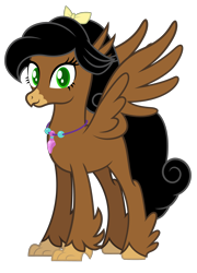 Size: 2020x2812 | Tagged: safe, artist:andrevus, derpibooru import, oc, oc only, oc:chestnut cake, classical hippogriff, hippogriff, female, hippogriff oc, hippogriffied, jewelry, looking at you, necklace, simple background, smiling, smiling at you, solo, species swap, transparent background