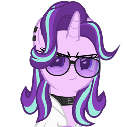 Size: 5600x5632 | Tagged: safe, artist:duskyzombie, derpibooru import, starlight glimmer, pony, unicorn, absurd resolution, aviator glasses, clothes, female, mare, simple background, smiling, smug, solo, transparent background, vest