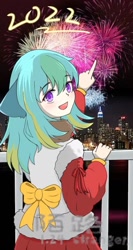 Size: 720x1356 | Tagged: safe, artist:陌路, derpibooru import, oc, oc:陌路, anthro, 2022, fireworks, looking at you, new year, smiling, smiling at you