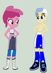 Size: 375x529 | Tagged: safe, artist:matthewjabeznazarioa, derpibooru import, coronet, strike, equestria girls, crossover, exeron fighters, martial arts kids, martial arts kids outfits