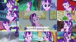 Size: 1280x721 | Tagged: safe, derpibooru import, edit, edited screencap, editor:quoterific, screencap, phyllis, starlight glimmer, changeling, pony, unicorn, a horse shoe-in, a royal problem, all bottled up, celestial advice, no second prances, road to friendship, rock solid friendship, season 6, season 7, season 8, season 9, student counsel, the crystalling, the parent map, the times they are a changeling, to where and back again, spoiler:s08, spoiler:s09, bag, cute, ears, female, floppy ears, friendship express, glimmerbetes, lip bite, locomotive, magic, mare, nervous laugh, open mouth, open smile, potted plant, saddle bag, school of friendship, shrunken pupils, smiling, starlight glimmer day, starlight's office, steam locomotive, telekinesis, text, train, twilight's castle