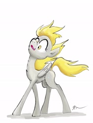 Size: 1536x2048 | Tagged: safe, artist:catscratchpaper, derpibooru import, derpy hooves, pegasus, pony, female, simple background, solo, white background, windswept mane