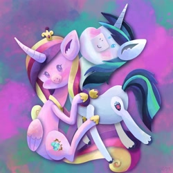 Size: 2048x2048 | Tagged: safe, artist:catscratchpaper, derpibooru import, princess cadance, shining armor, alicorn, pony, unicorn, blushing, crown, cute, cutedance, duo, female, hug, jewelry, male, married couple, misleading thumbnail, regalia, shining adorable, straight