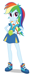 Size: 848x1940 | Tagged: dead source, safe, derpibooru import, rainbow dash, equestria girls, friendship games, canterlot high, clothes, female, hand on hip, looking at you, official, school spirit, shoes, simple background, skirt, solo, transparent background, vector, wondercolts