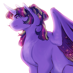 Size: 1500x1500 | Tagged: safe, artist:celeriven, derpibooru import, twilight sparkle, twilight sparkle (alicorn), alicorn, pony, simple background, solo, white background