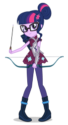 Size: 1093x2000 | Tagged: dead source, safe, derpibooru import, sci-twi, twilight sparkle, equestria girls, friendship games, archer, archery, arrow, boots, bow (weapon), bow and arrow, clothes, crystal prep academy, crystal prep shadowbolts, cute, female, feminism, glasses, looking at you, official, pants, quiver, shoes, simple background, smiling, solo, sports, transparent background, twiabetes, vector, weapon